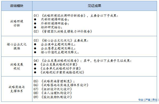 戰略規劃咨詢項目成果清單